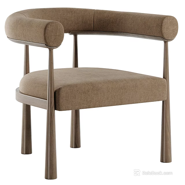 Modern Fabric Dining Chair with Round Armrests and Metal Legs for Contemporary Home Interior 3d model 