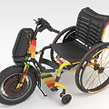 Colorful Striped Sporty Wheelchair With Large Wheels Black Seat And Storage Bag