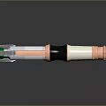 Modern Weapon With Green Glowing Tip Transparent Section White Black Grip And Pink Copper Accents