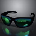 Modern Black Frame Sunglasses With Green Reflective Lenses For Daily Use