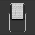 Modern White Leisure Chair With Metal Frame And Geometric Pattern Backrest