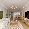 Cozy Cream Tone Open Plan Living And Dining Room With Natural Light Wood Home Interiors