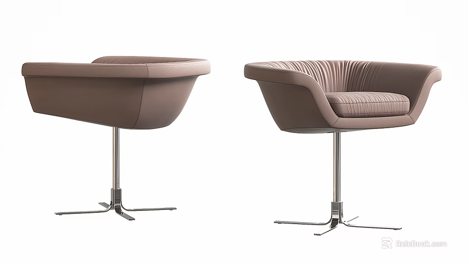 Modern Elegant Massage Chair With Leather Upholstery Metal Star Base And Seam Details 3d model 