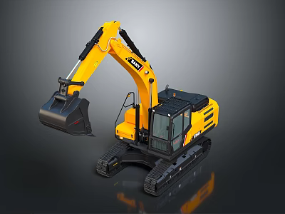 Powerful Yellow SANY Construction Functional Vehicle With Crawler Tracks And Bucket 3d model