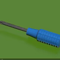 Professional Hardware Tool Screwdriver With Blue Handle And Metal Tip On Green Background