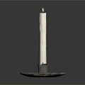 White Taper Candle On Decorative Metal Base With Loop Stand
