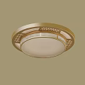 Modern Ceiling Light With Golden Frame White Lampshade And Hollow Out Pattern 3d model