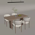 Cream wind dining table and chair combination chandelier 3d model