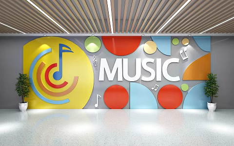 Music Room Music Background Wall Music Room Propaganda Culture Music Room Wall Decoration 3d model