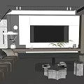 Modern Living Dining Room Interior Design With Sofa TV Wall Plants And Coffee Table