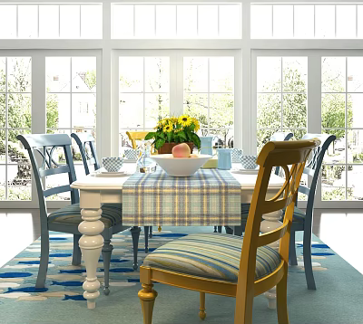 Dining table and chair combination 3d model