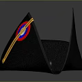Stylish Black Hat With Red White Blue Target Pattern And Yellow Strap