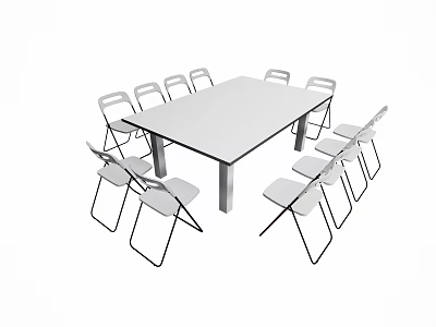 Modern Conference Table With Folding Chairs For Office Meeting Room Setup 3d model