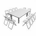 Modern Conference Table With Folding Chairs For Office Meeting Room Setup