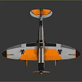 Vintage Fighter Airplane Model With Orange Gray Camouflage Wings And Propeller