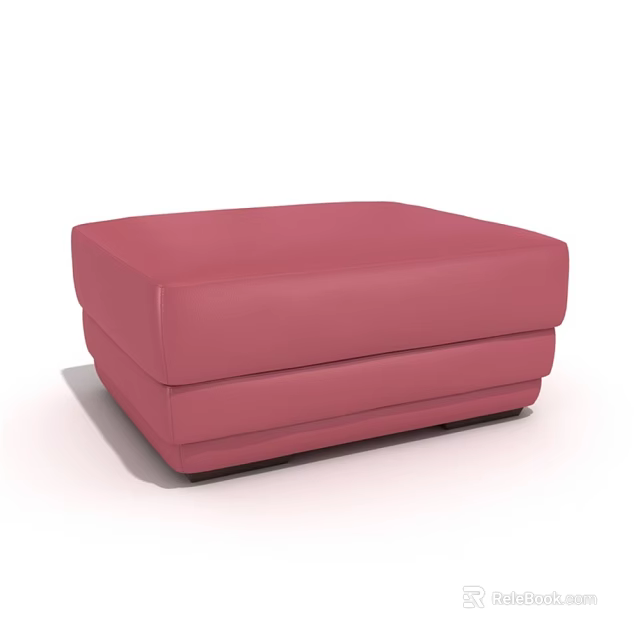 Modern Pink Square Upholstered Ottoman Design for Living Room Decor 3d model 