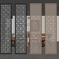 Elegant Modern Room Divider With Intricate Carved Pattern For Interior Decor 3d model