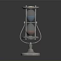 Silver Hourglass Decorative Ornament With Metal Frame And Base Stand