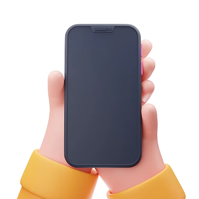 Man Holding Black Smartphone In Hand With Yellow Sleeve And Dark Screen 3d model
