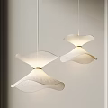 Two Modern White Petal Shaped Pendant Lights With Soft Glowing Design 3d model
