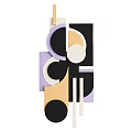 Modern Geometric Wall Decor with Purple Beige Black Shapes and Tones
