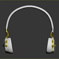 Stylish White Gold Computer Headphones With Modern Design And Comfortable Ear Cups 3d model