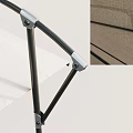 Outdoor Adjustable Patio Umbrella With White And Brown Canopy And Sturdy Metal Frame