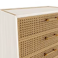 Modern Chest of Drawers with Woven Drawer Fronts and Light Wood Finish Design