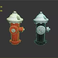 Red and Black Fire Hydrants with Silver Tops for Fire Safety Equipment