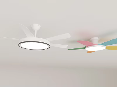 Modern Ceiling Fans With Lights White And Colorful Blades For Home Interior 3d model