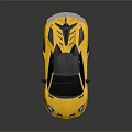 Yellow Luxury Sports Car With Sleek Aerodynamic Body Black Roof And Rear Spoiler