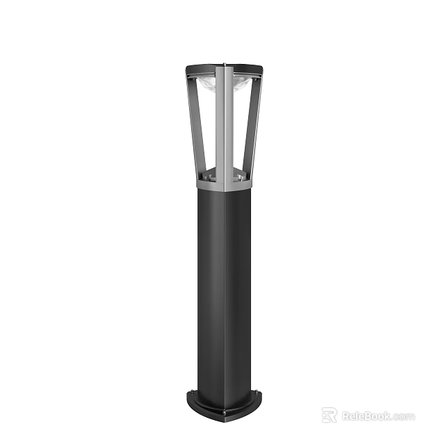 Modern Outdoor Garden Light With Black Metal Pole And Glass Shade Design 3d model 