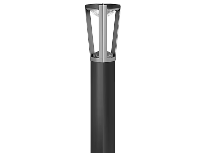 Modern Outdoor Garden Light With Black Metal Pole And Glass Shade Design 3d model