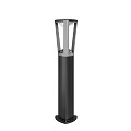 Modern Outdoor Garden Light With Black Metal Pole And Glass Shade Design