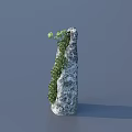 Bonsai Potted Plant With Stone Shaped Textured Pot And Green Moss