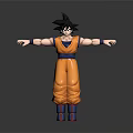 Goku Dragon Ball Action Figure With Orange Outfit Blue Belt Black Spiky Hair Arms Outstretched