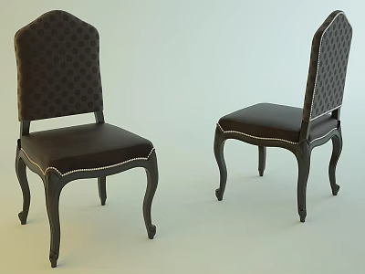 Dining Chairs Featuring Polka Dot Upholstered Backrest Leather Seat And Curved Wooden Legs 3d model