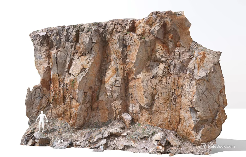 Natural Massive Stone Structure With Wooden Elements In Scenic Landscape Design 3d model 