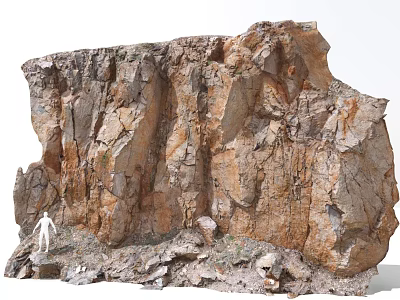 Natural Massive Stone Structure With Wooden Elements In Scenic Landscape Design 3d model