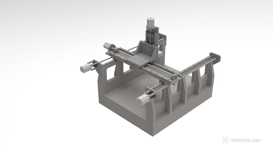 Industrial CNC Machine With Metal Frame Precision Guide Rails And Worktable 3d model 