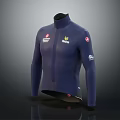 Dark Blue Long Sleeve Cycling Jacket With Fitted Design And Logo Patches