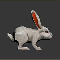 Low Poly White Rabbit 3D Model With Red Ears And Simple Design Details 3d model