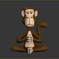 Cartoon Brown Monkey Sitting Cross Legged With Hands Clasped Calm Expression On Dark Background