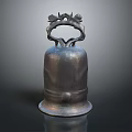 Vintage Metallic Musical Instrument Bell Shaped With Intricate Decorative Top And Smooth Base Design
