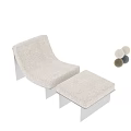 Sleek Modern Lounge Chair With Beige Fabric Metal Frame Ottoman And Color Options