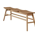 Modern Light Wooden Stool with Three Curved Seats and Sleek Stable Structure