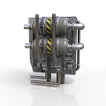 Industrial Mechanical Equipment Featuring Metal Structure Cylindrical Rollers Support Brackets And Warning Stripes