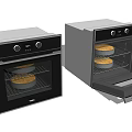 Modern Kitchen Oven Appliance With Open Closed Door And Baking Tray 3d model