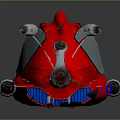 Red Futuristic Shark Inspired Vehicle With Transparent Cockpit And Silver Components