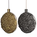 Stylish Gold and Black Spherical Pendant Lights with Textured Surface Design